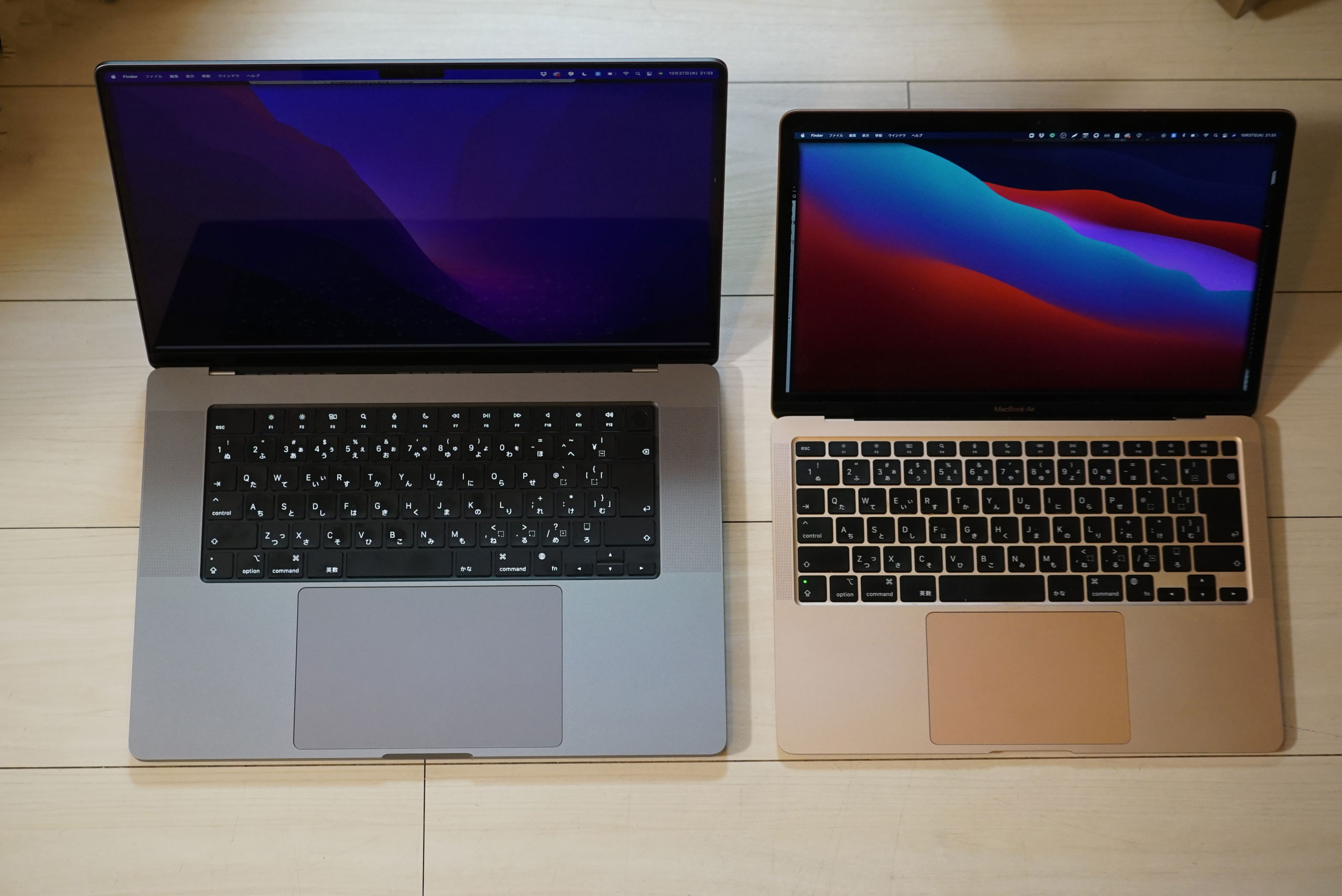 16インチMacBook Proと13インチMacBook Airの比較。ノートパソコンの